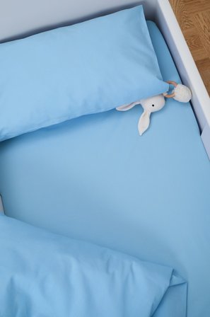 Jotex - Mini Stretchlaken Barneseng Økologisk 60x120 Cm Himmelblå - ZACK - Kjøp Laken hos Jotex
