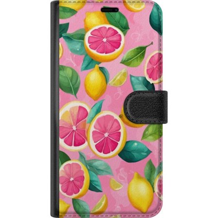 Kompatibelt Plånboksfodral till Samsung Samsung Galaxy A36 Fräscht rosa citrusmönster med citroner, grapefrukt och gröna blad på pastellbakgrund,