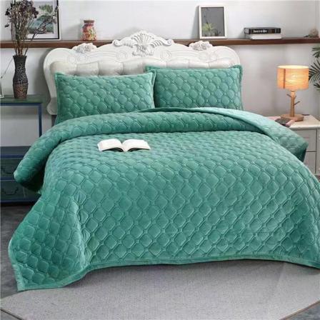 Mjuk komfortfilt Tredelad kristall sammetssäng ren färg varm Håller flanell förtjockad sammet vinter Dark green 150x200cm