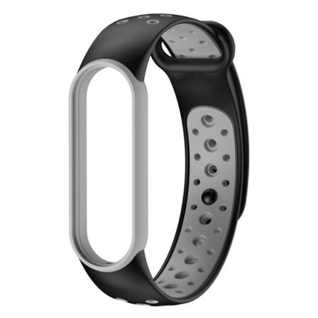 Xiaomi Mi Band 5 kaksiv rinen silikonikellonauha - Musta / Harmaa Black