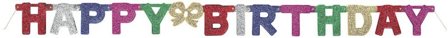 Happy Birthday glittrande banderoll 142 cm - Kalaslagret.se