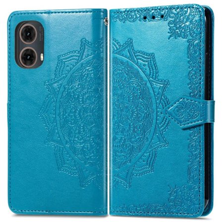 Mandala Motorola Moto G85 læderetui - Blå