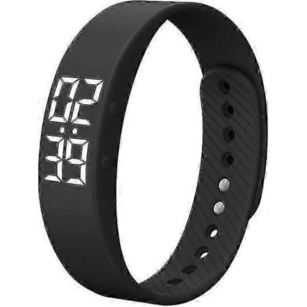 Fitness Tracker Ur uden Smartphone Intet Bluetooth Ingen APP USB Opladning Skridttæller Sports Digitalt Hvidt Armbåndsur, Sort [BR]