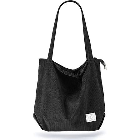 Cordveske dame skuldertaske med glidelås, stor shopperbag, totebag, håndveske, skuldertasker til arbejde, kontor, rejser, shopping