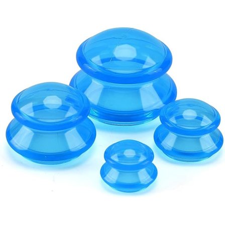 4 stk. silikone sugekopper massagekopper til cellulitereduktion lyseblå