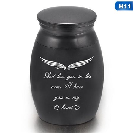 Sort legeret kæledyrsurne til kæledyr, hund, kat, fugle, mus, kremering, askeurne, mindeskrin, columbarium, kæledyrsmindesmærker, ministørrelse H11