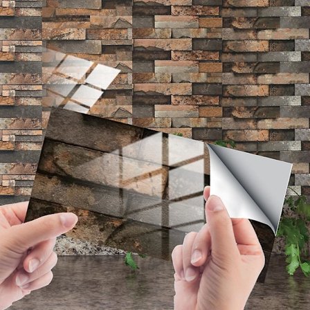 24 st Kakeldekor för Kök och Badrum, 10 X 20 Cm Självhäftande Vattentäta Väggdekaler Metro Kakel Tapet E