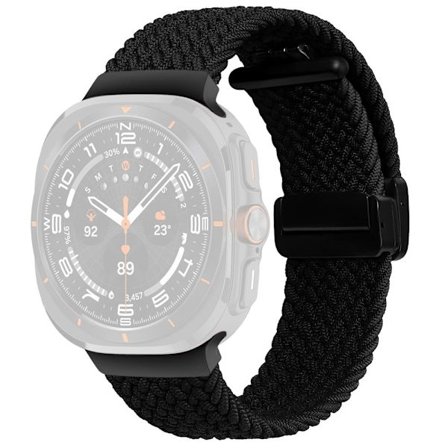 Samsung Galaxy Watch Ultra 47mm flätat armband magnetiskt vikbart spänne klockarmband - Svart