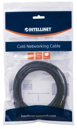 INTELLINET Patchkabel RJ45 U/UTP Cat6 3.00m schwarz