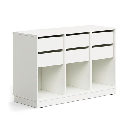 Student storage CASPER, 6 drawers, 3 compartments, base frame, white