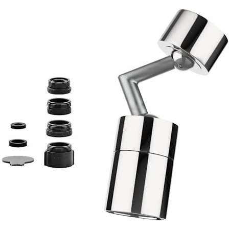 Yleiskäyttöinen roiskesuoja-hana 720° kääntyvä hananjatke-ilmastin kahdella veden ulostulotilalla (sisältää erilaisia lisävarusteita)