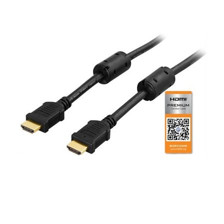 DELTACO HDMI 2.0-kabel, HDMI Type A ha, guldpläterad, 3m