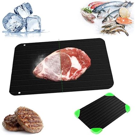 Hurtig Optøningsplade til Fastfood (29,5x20,8x0,2CM), med Spalte og 4 Måtter - Uden Elektricitet, Mikrobølgeovn, varmt vand