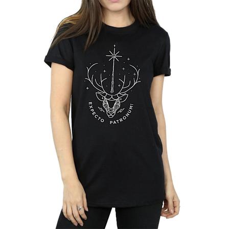 Harry Potter Dam/Kvinnor Expecto Patronum Bomull Boyfriend T- Black XXL