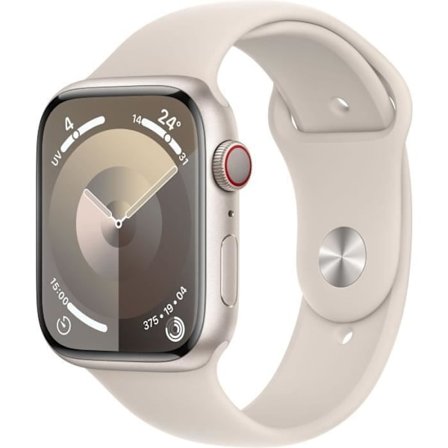 Apple Watch Series 9 GPS - 45 mm - Starlight aluminiumfodral - Starlight Sport Band - M/L