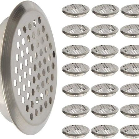 Pakke med 50 ventilationsgitre, rustfrit stål ventilationshul, ventilationsgitre, runde