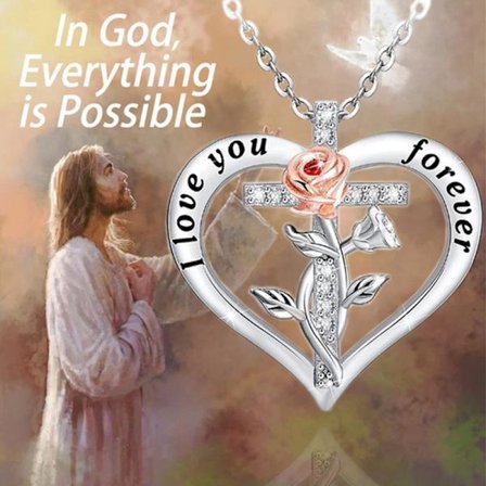 Halsband med ros och hjärta