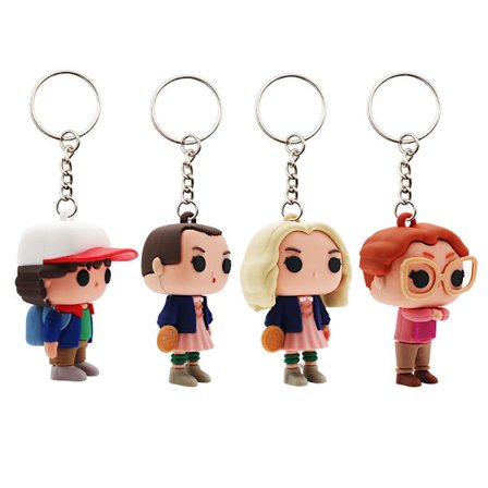 Stranger Things Nøglering 4-pak - Tegneseriefigurer, POP Ornament
