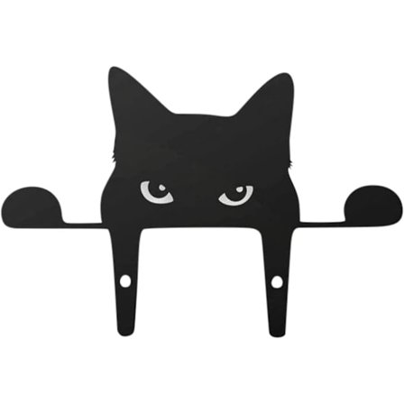 22cm*14.5cm Metal Havekunst Dekoration Havekat Statue, Sort Kat Sta