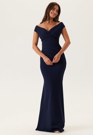 Goddiva-Bardot Pleat Maxi Dress-XL (UK16)