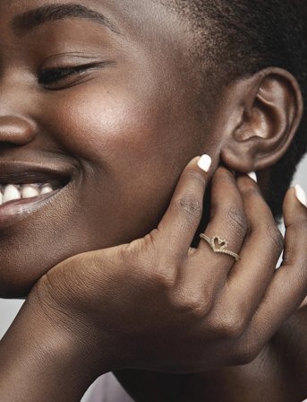 Pandora Heart And Wishbone 14K Gold-Plated Ring With Clear Cubic Zirconia - Gold - 48