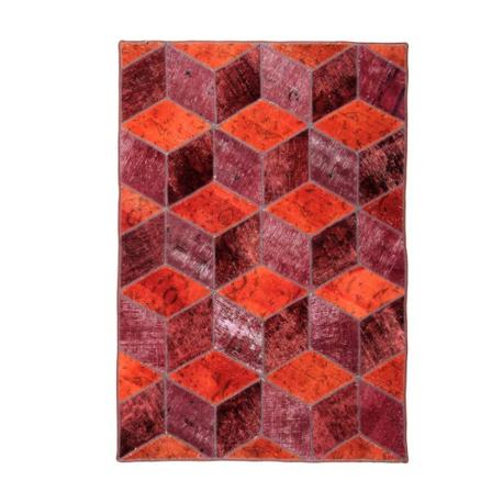 Handknuten Orientaliskt Patchworkmatta Ull/Garn 106x153cm Röd