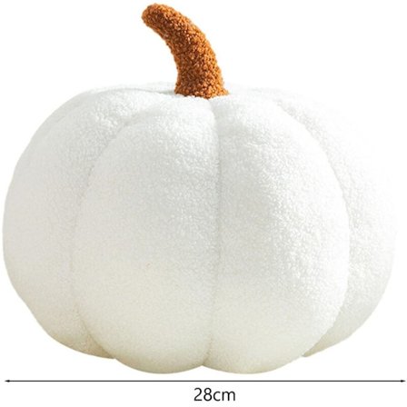 Pumpkin Plush Pillow, 28CM Ultra-Soft Fluffy Plush Pumpkin Cushion, Autumn Halloween/Thanksgiving Pillow White