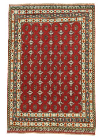 Hand Knotted Afghan Fine Rug 196X286 Wool Dark Red/Brown