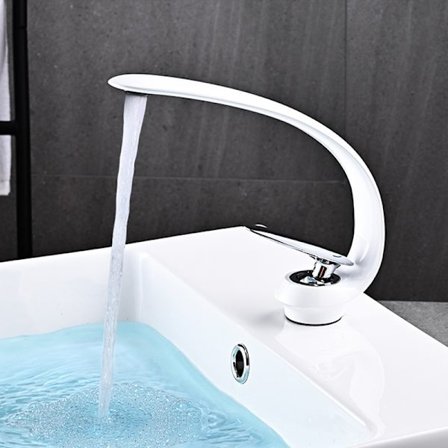 Servantbatterier Baderom Messing-Sølv Hvit Servantbatteri Blandebatteri Ett Hull