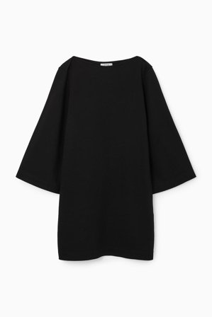 COS Women's Boat-Neck Mini T-Shirt Dress in Black
