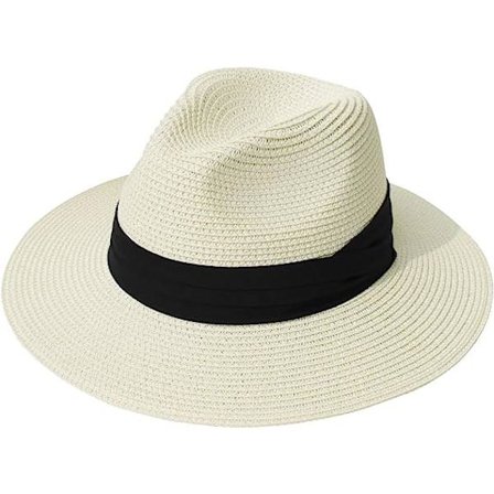 Dam bredbrättad halm Panama rulle hatt bälte spänne Fedora strand solhatt