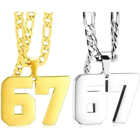 67 Kjede Halskjede Unisex Rustfritt Stål Anheng Morsomt Sportsnummer Kjede Slitesterk Lett Design for Høst Vinter Hverdag Thanksgiving Høytider