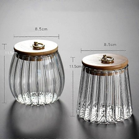 Forseglet transparent krydderkrukke i glass med lokk, teoppbevaringskrukke B