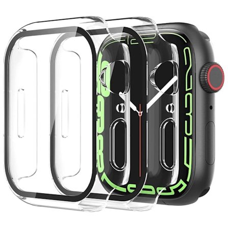 2Pcs Apple Watch (45mm) cover with tempered glass - Transparent