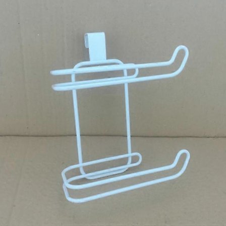 Kompakt metallholder for toalettpapirrull som henges over tanken, med dispenser for oppbevaring på badet - Holder 1 ekstra rull - Plassbesparende D