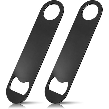 Ølåpnere i rustfritt stål, 2 stk. Flat ølåpner Bar ølåpner Solid og holdbar for bar kjøkken restaurant (svart)