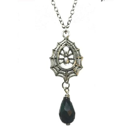 Halsband Spindel Halloween Spider Web Svart Droppe Rostfri Kedja Svart