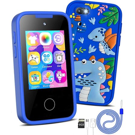 Barntelefon för pojkar, julklapp, dinosauriegåvor för barn 3-8 år, pekskärm, leksaker för flickor