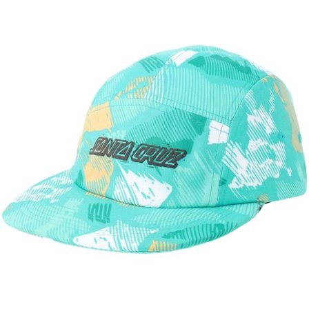 Santa Cruz - Grön 5panel Keps - Kids Stamped Strip Camper Teal Woodcut Camo 5-Panel @ Hatstore