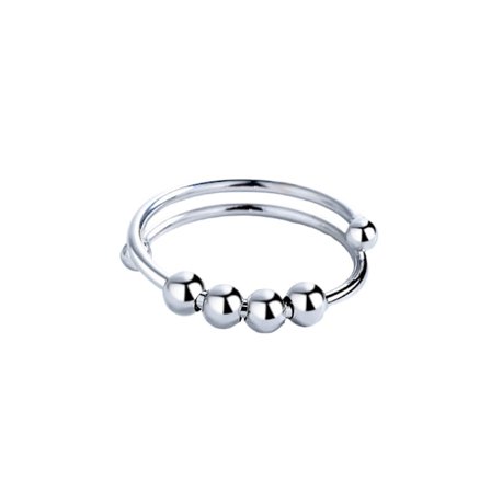 Coil Ring - Anti Stress Ring med Roterande Pärlor Silver