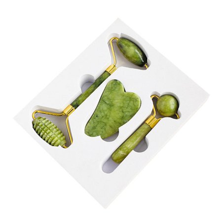 3-delt ansigtsmassage krystalrulle jaderulle sten naturlig