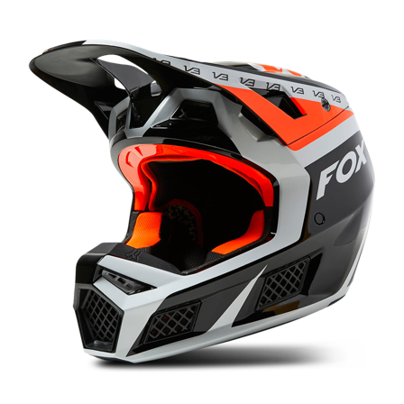 Casco Cross FOX V3 RS DVIDE Nero-Bianco-Arancio S