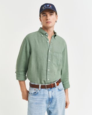 GANT - Regular fit linskjorte til herre kalamata green