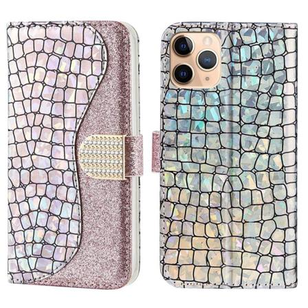 Iphone 13 Pro Croco Glitter Plånboksfodral - Roséguld Rosa Guld