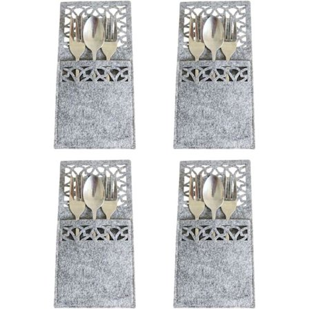 4 Bestikk Lommer Rektangulær Bestikk Lomme Bestikk Pose Bestikk Holder Bryllupsdekorasjon Borddekorasjon Kniv -10x20cm
