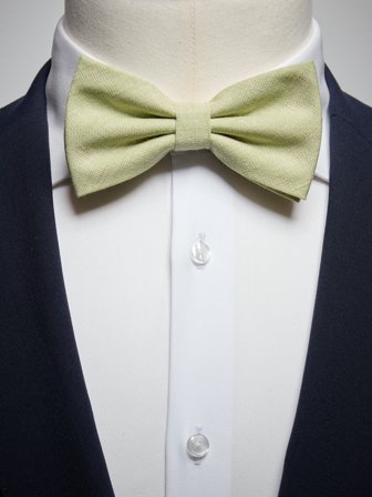 John Henric Men's Light Green Bow Tie Linen Pre Tied Size Pre-tied