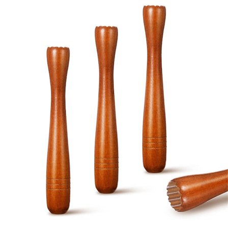 3-pakka Trämuddlare Cocktails, Cocktailmuddlare 19,5 cm Pitkä Mojito Muddlare Baari Puu Jää Cr