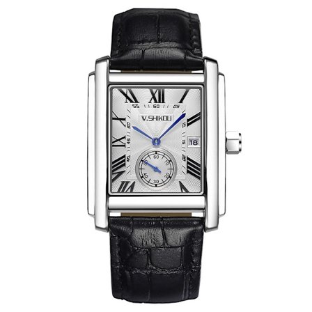 Herrar Kvadratisk Klocka, Vintage Läder Armbandsklocka, Romerska Siffror