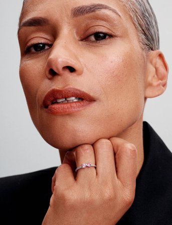 Pandora Bow Sterling Silver Ring With Fancy Pink And Clear Cubic Zirconia - Pink - 52