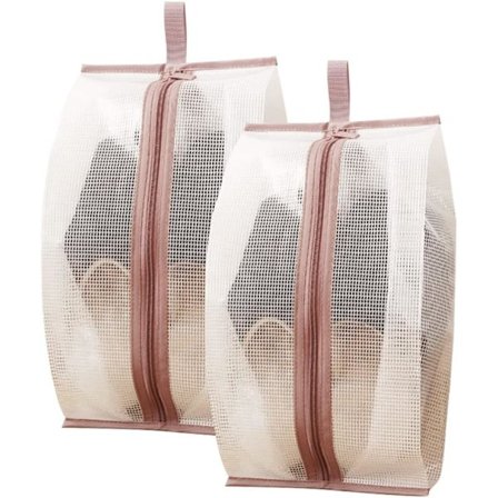 Rosa, 2-pakning gjennomsiktig vanntett skopose for reise og daglig bruk